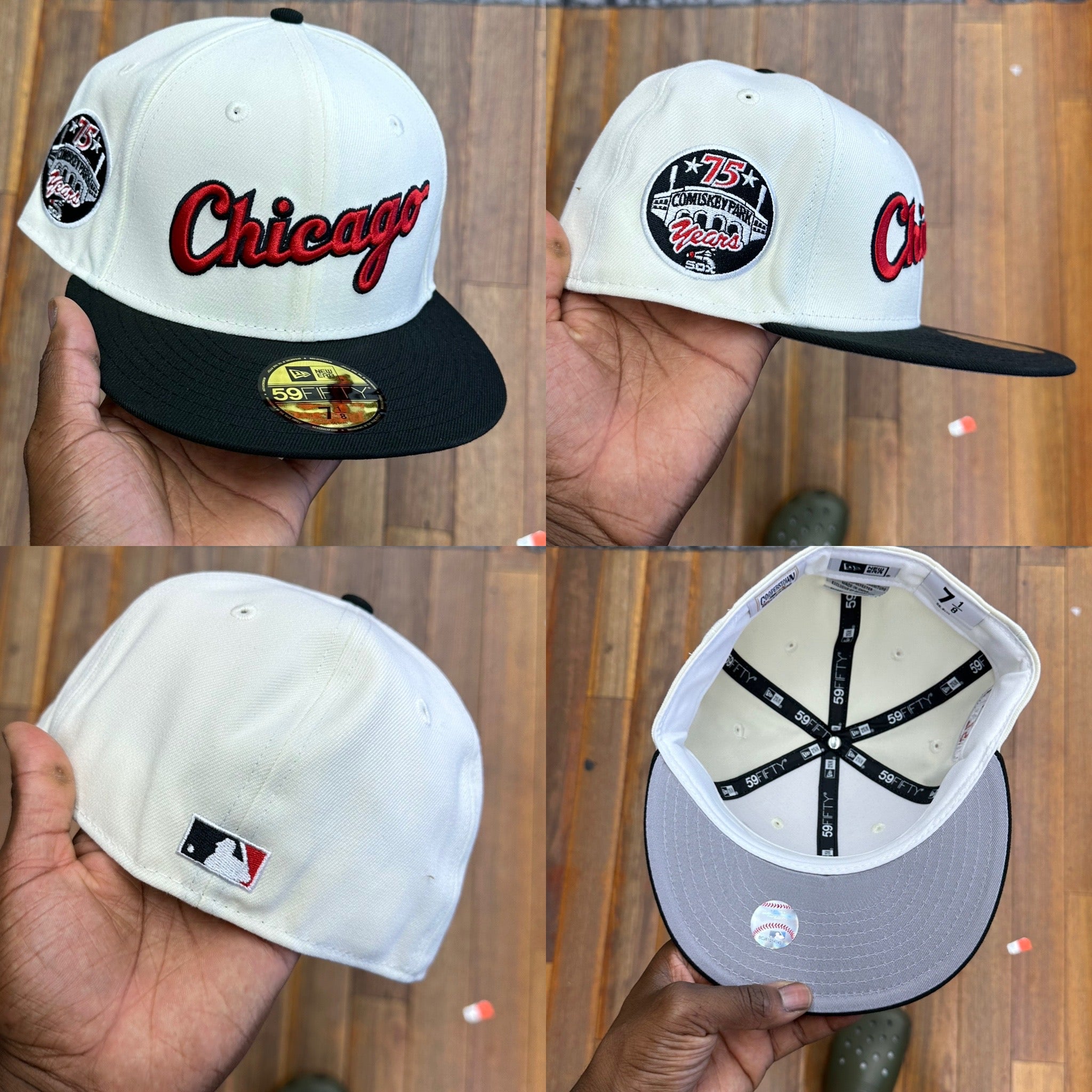 Chicago White Sox Script Creme and Black Comiskey 75 Years
