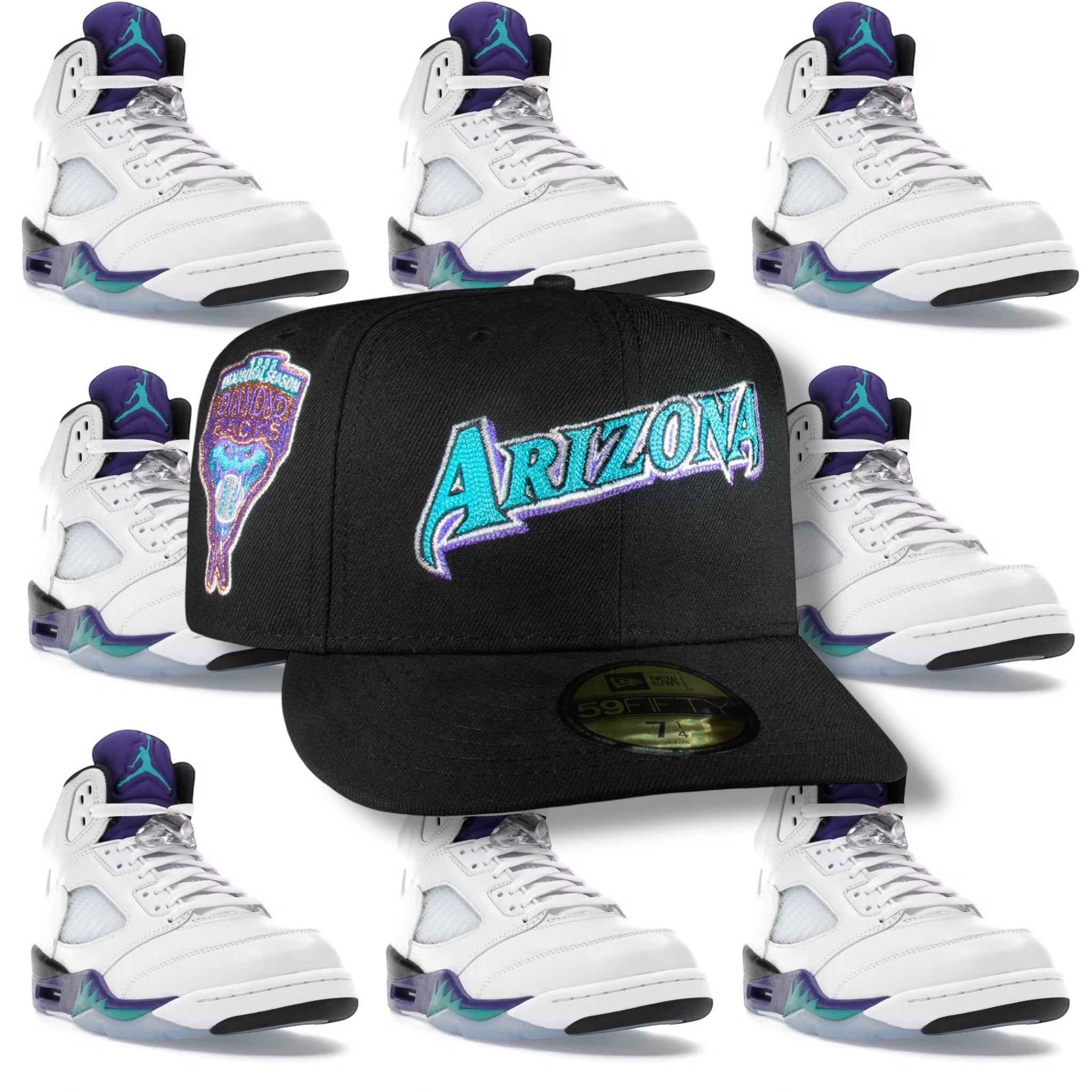 Arizona Diamond Backs All Black Chain Stitch Logo Script