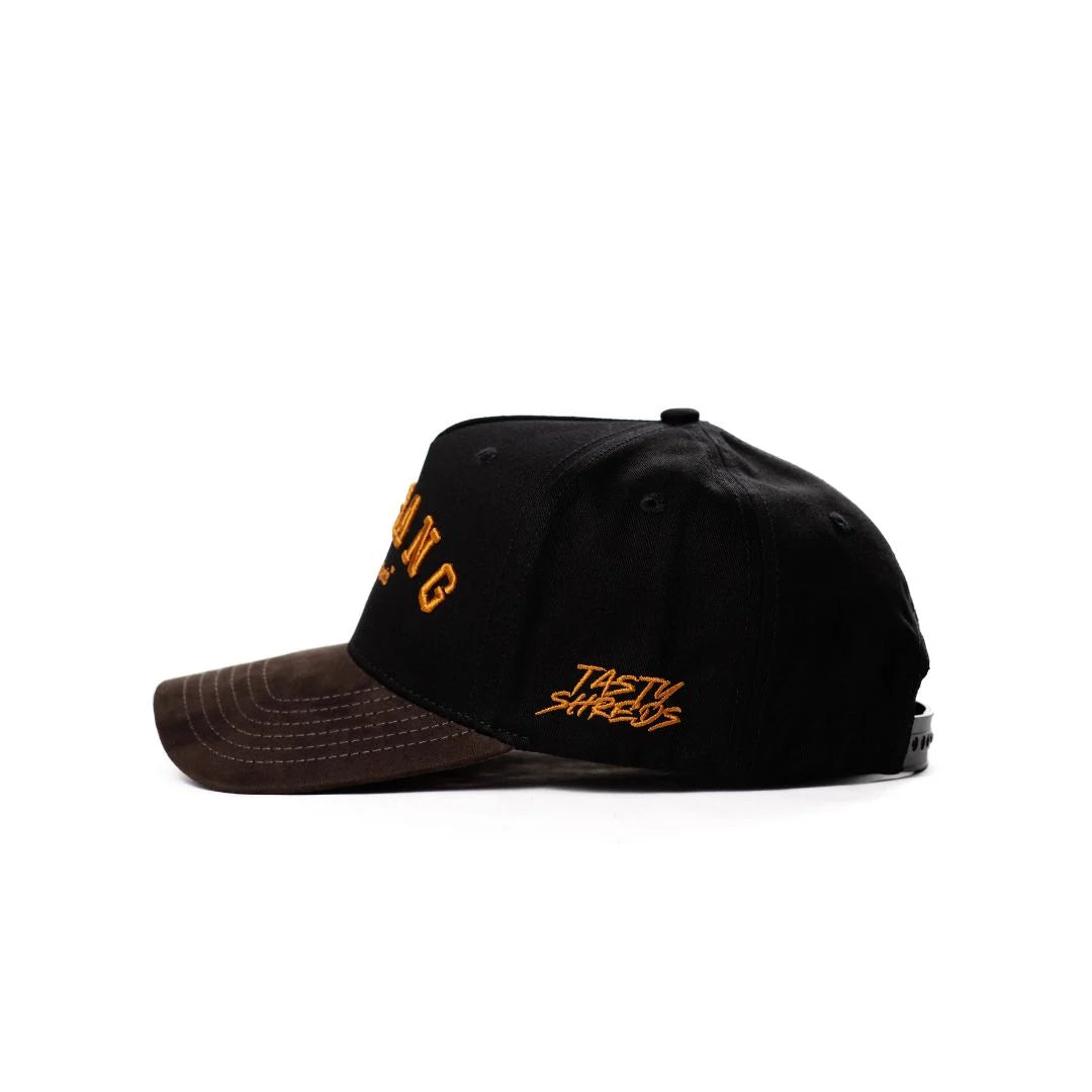 DAD Gang  black suede gold script