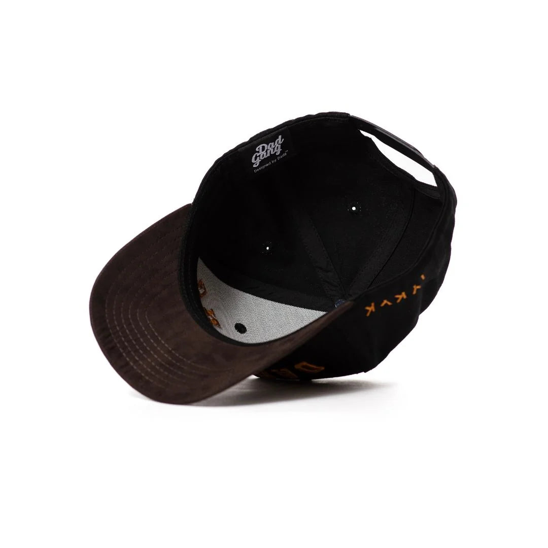 DAD Gang  black suede gold script