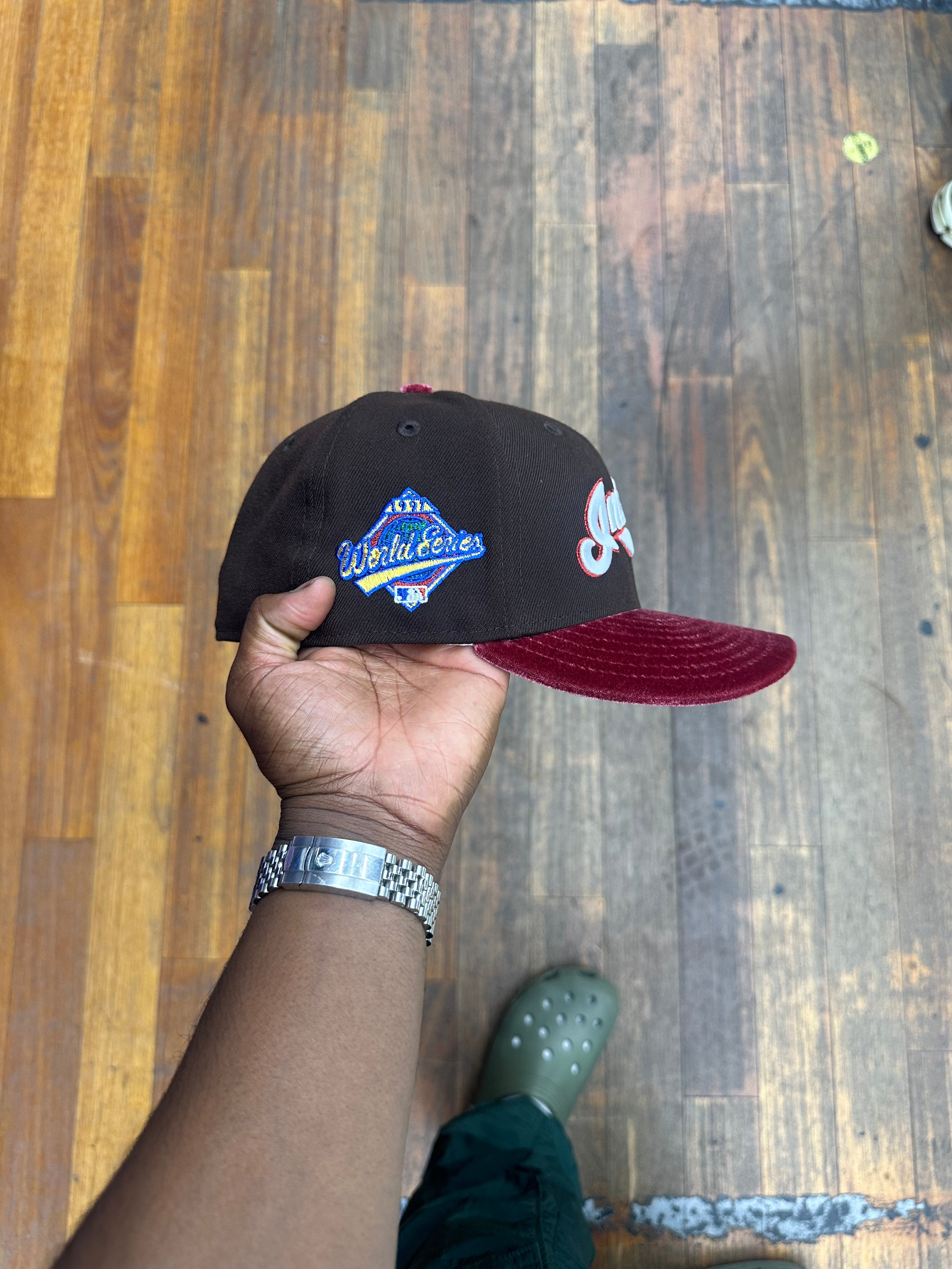 Cleveland Indians Dark Brown and Red Velvet Script 97 WS