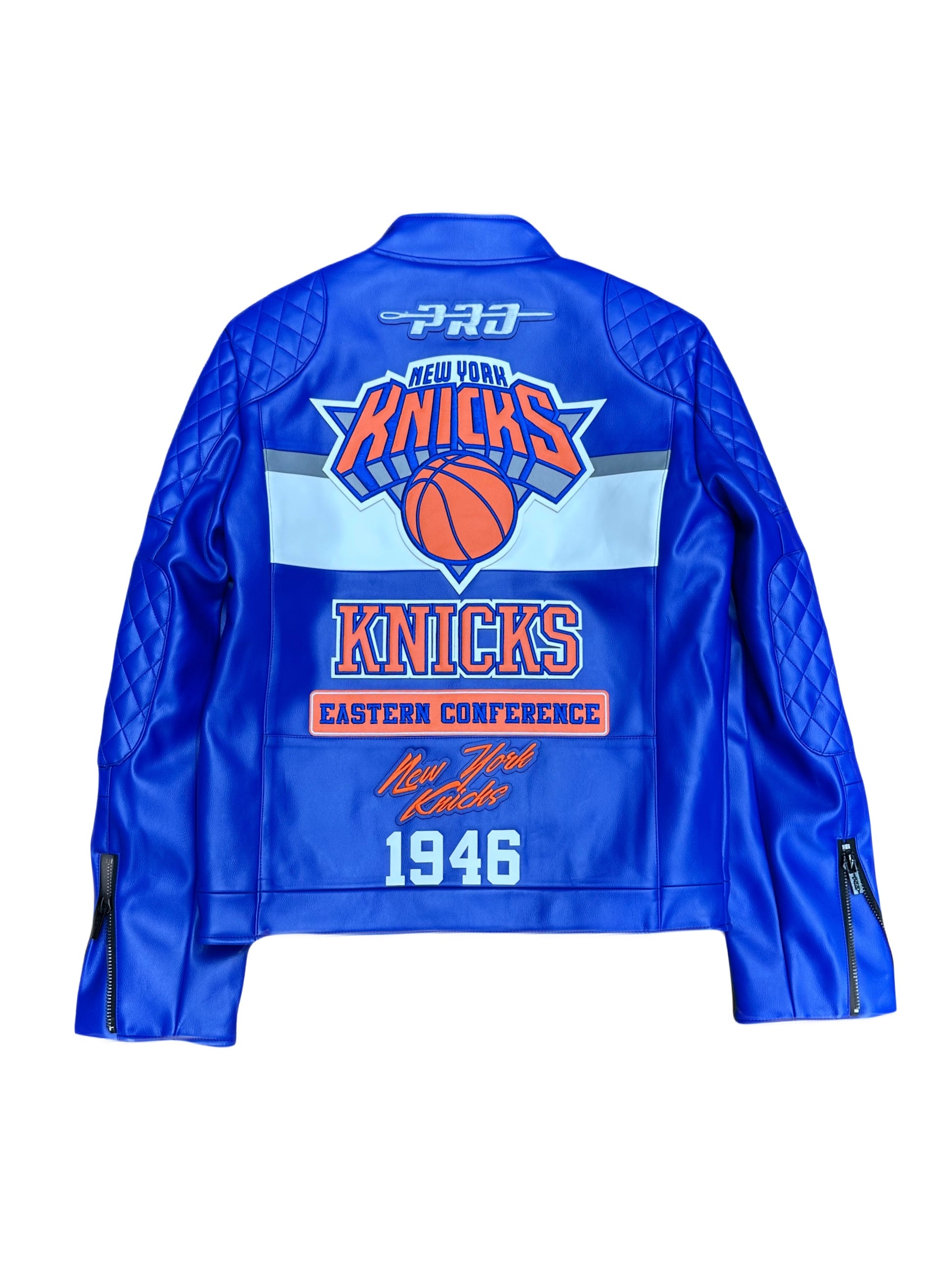 New York Knicks Blue Biker Moto Leather Jacket