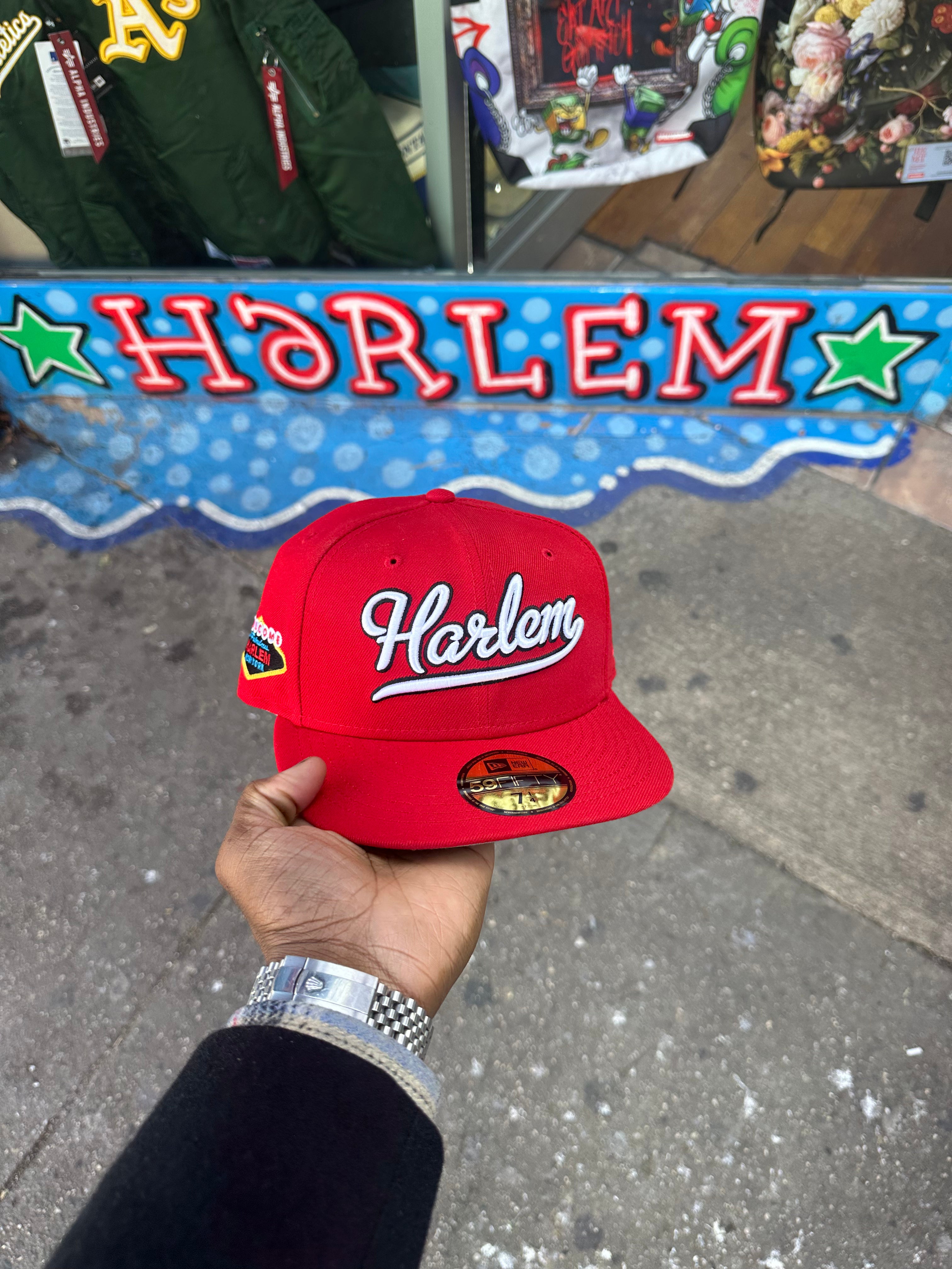 All Red (Blue Outline) Harlem 5950 Fitted
