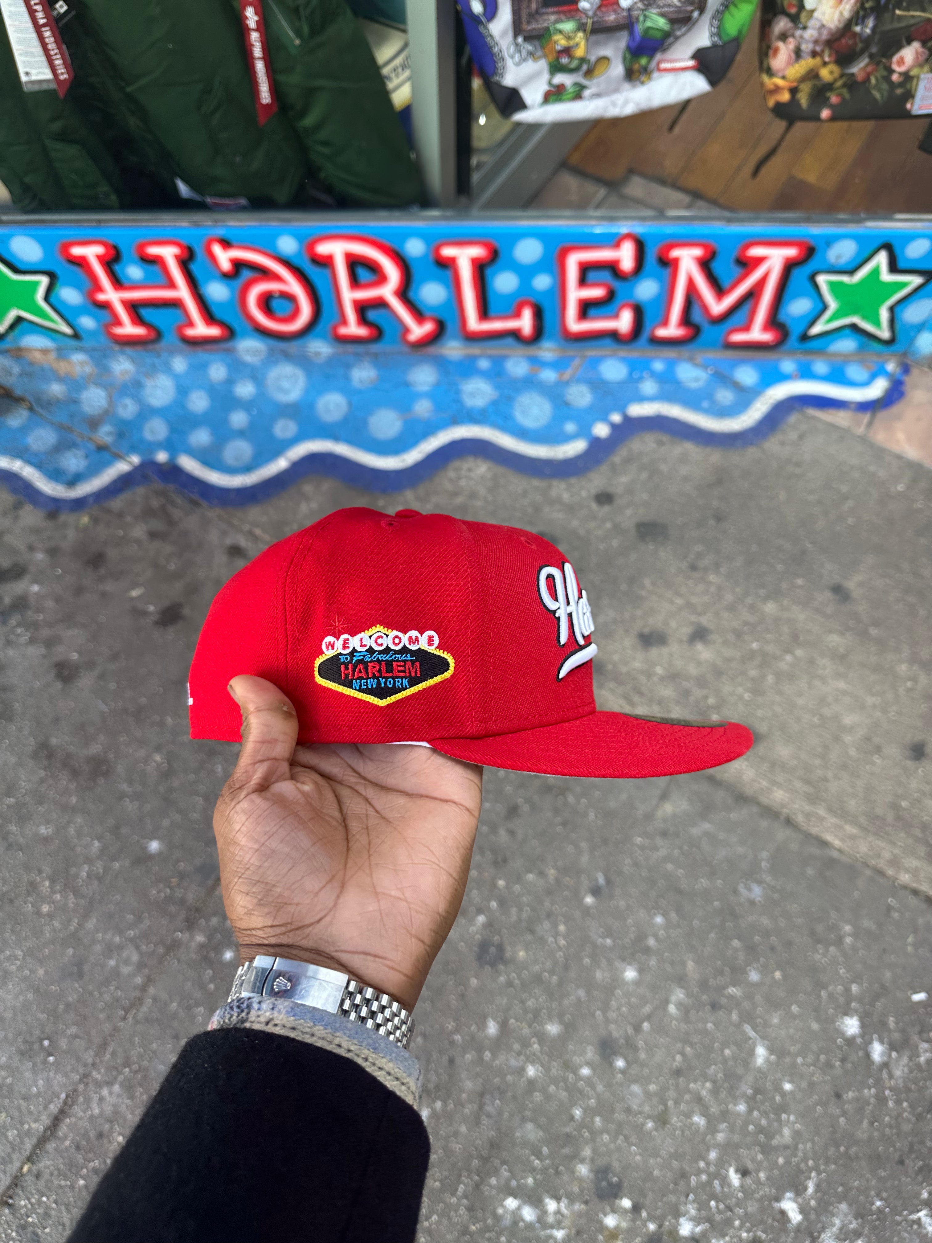 All Red (Blue Outline) Harlem 5950 Fitted