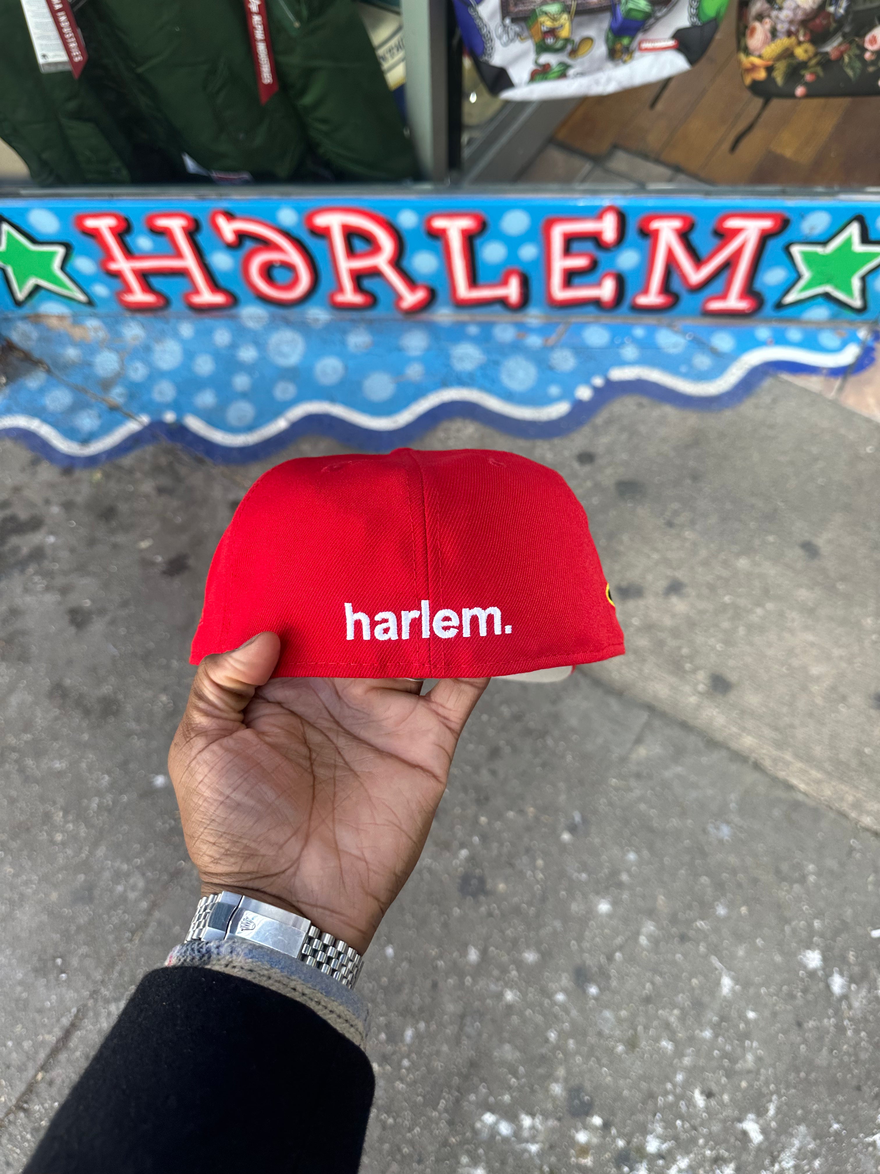 All Red (Blue Outline) Harlem 5950 Fitted