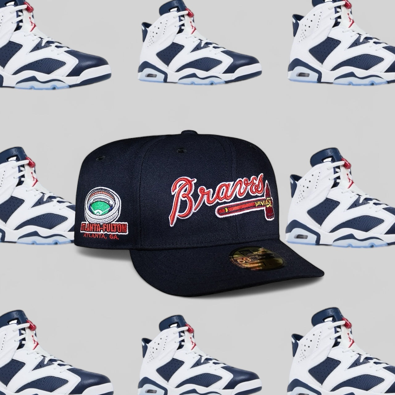 Atlanta Braves All Navy Script Fulton Stadium
