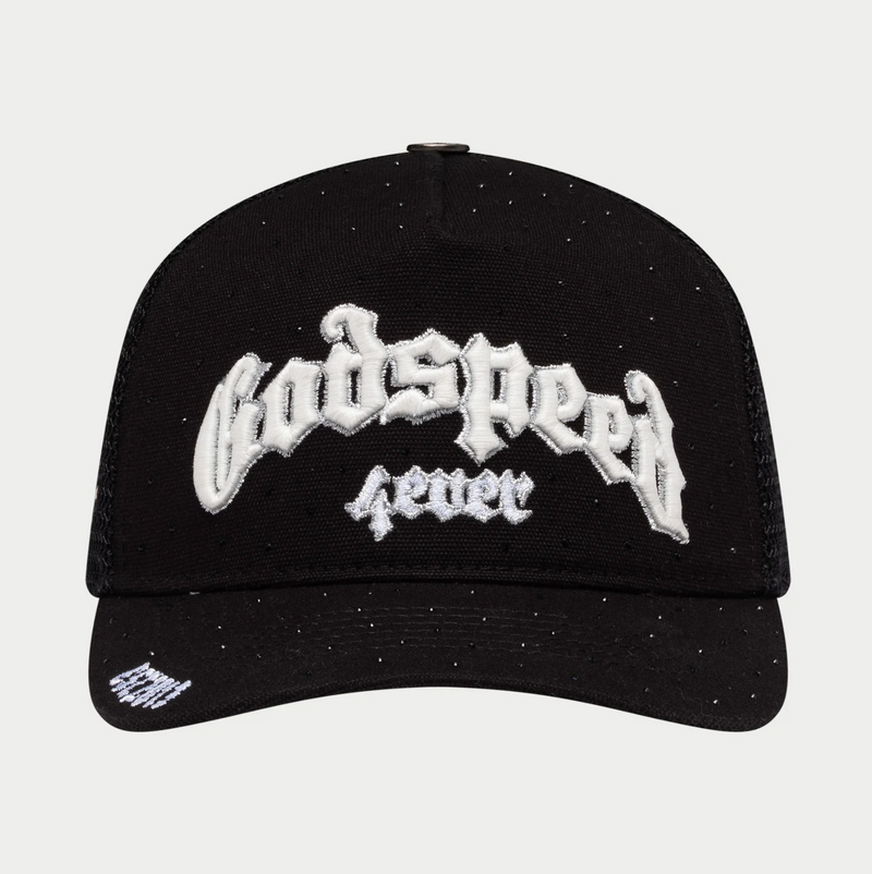 GODSPEED Forever Black and White w/ Crystals Trucker Snap Back