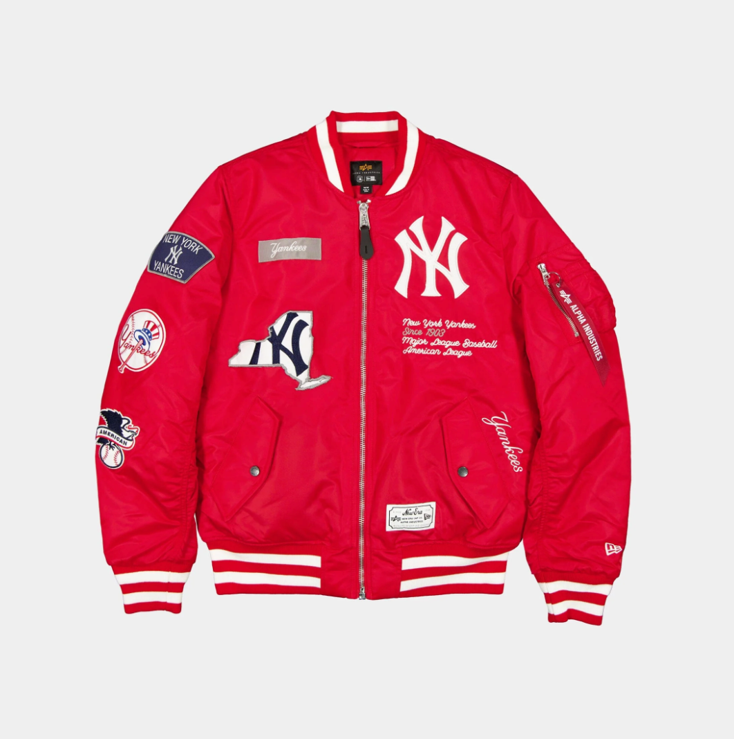 New York Yankees Red Bomber Jacket New Era X Alpha Industries 2025