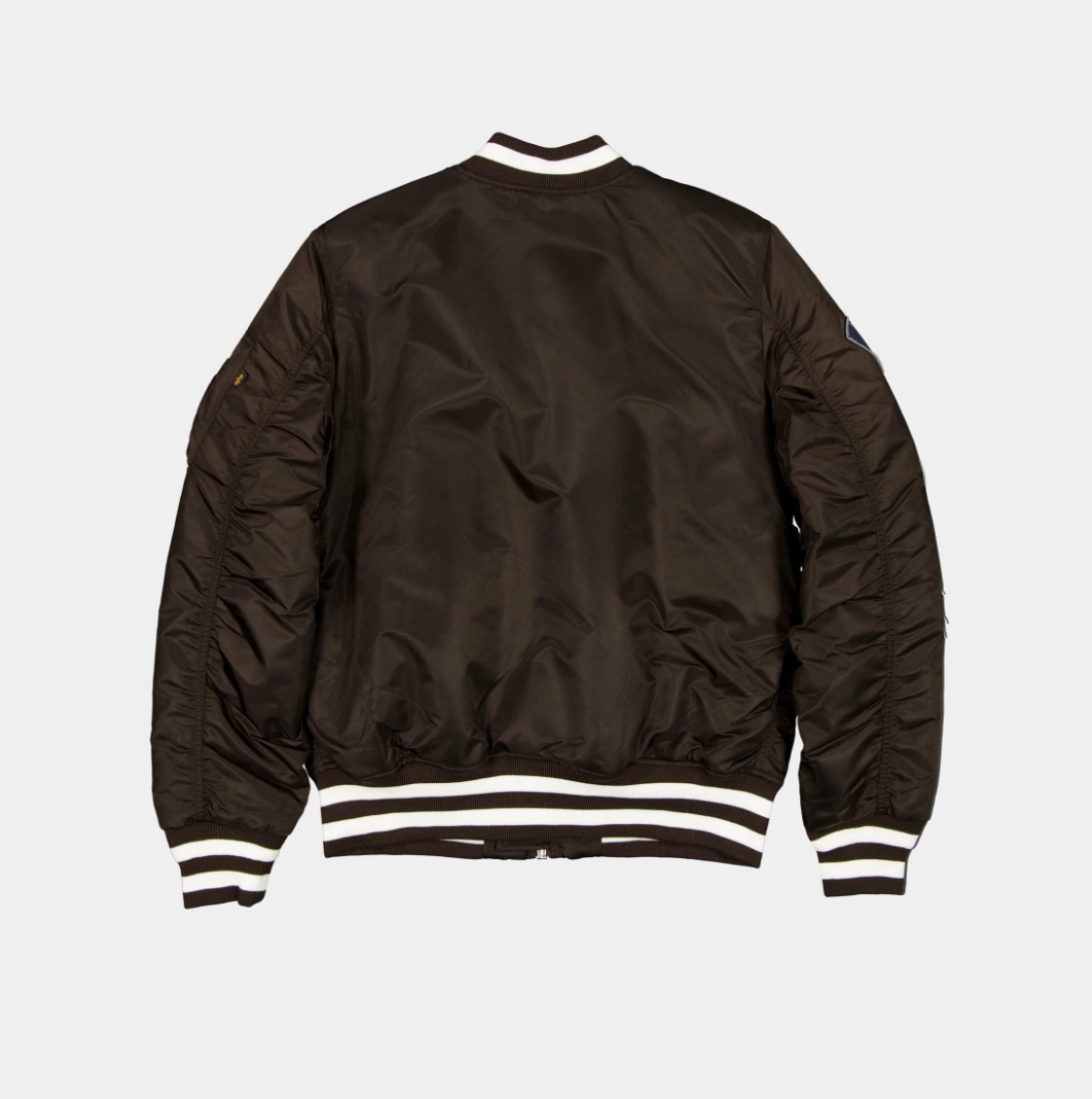 New York Yankees Brown Satin Bomber Jacket New Era X Alpha Industries 2025