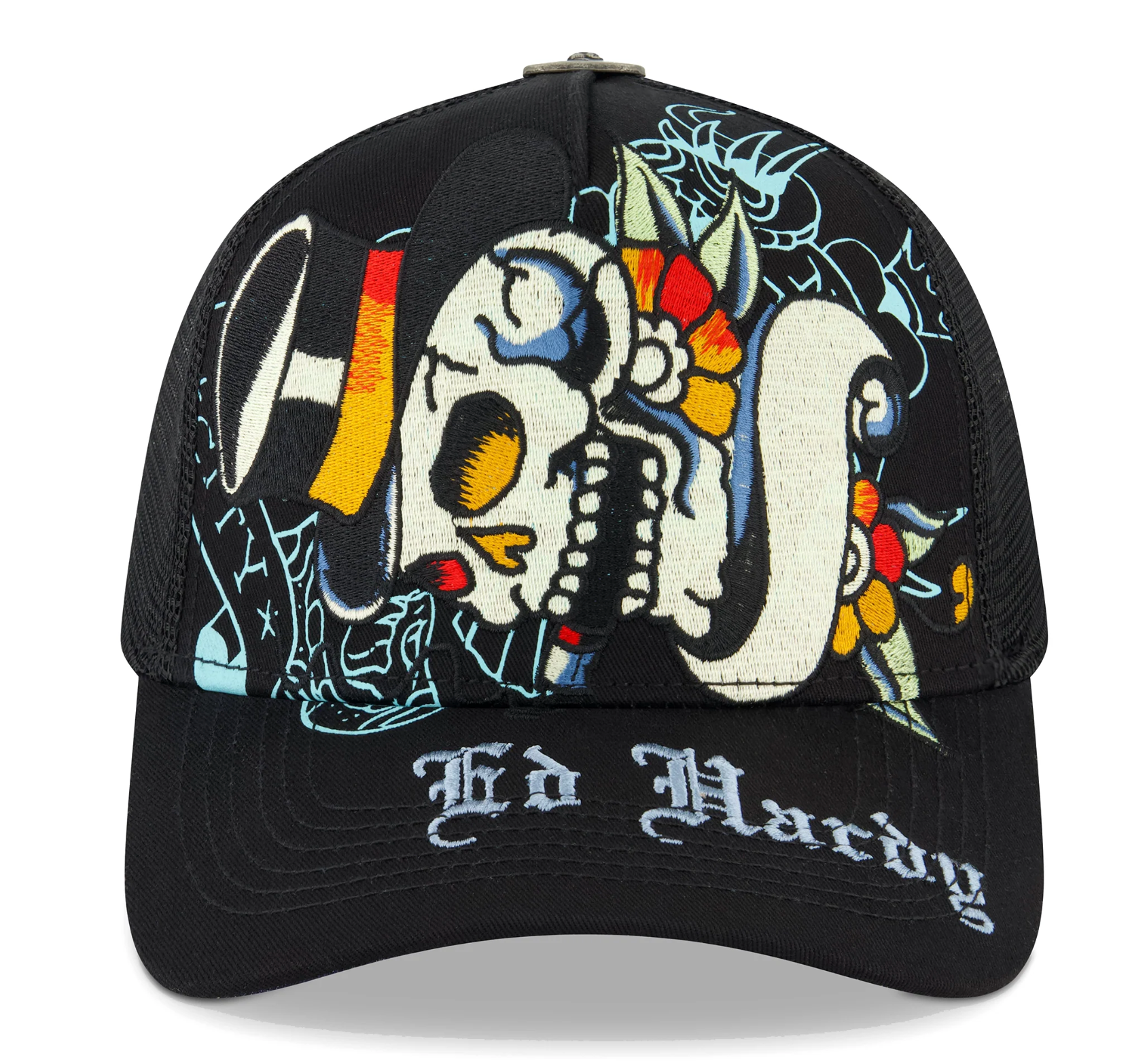 Ed Hardy Black TIGER SKULL TRUCKER HAT
