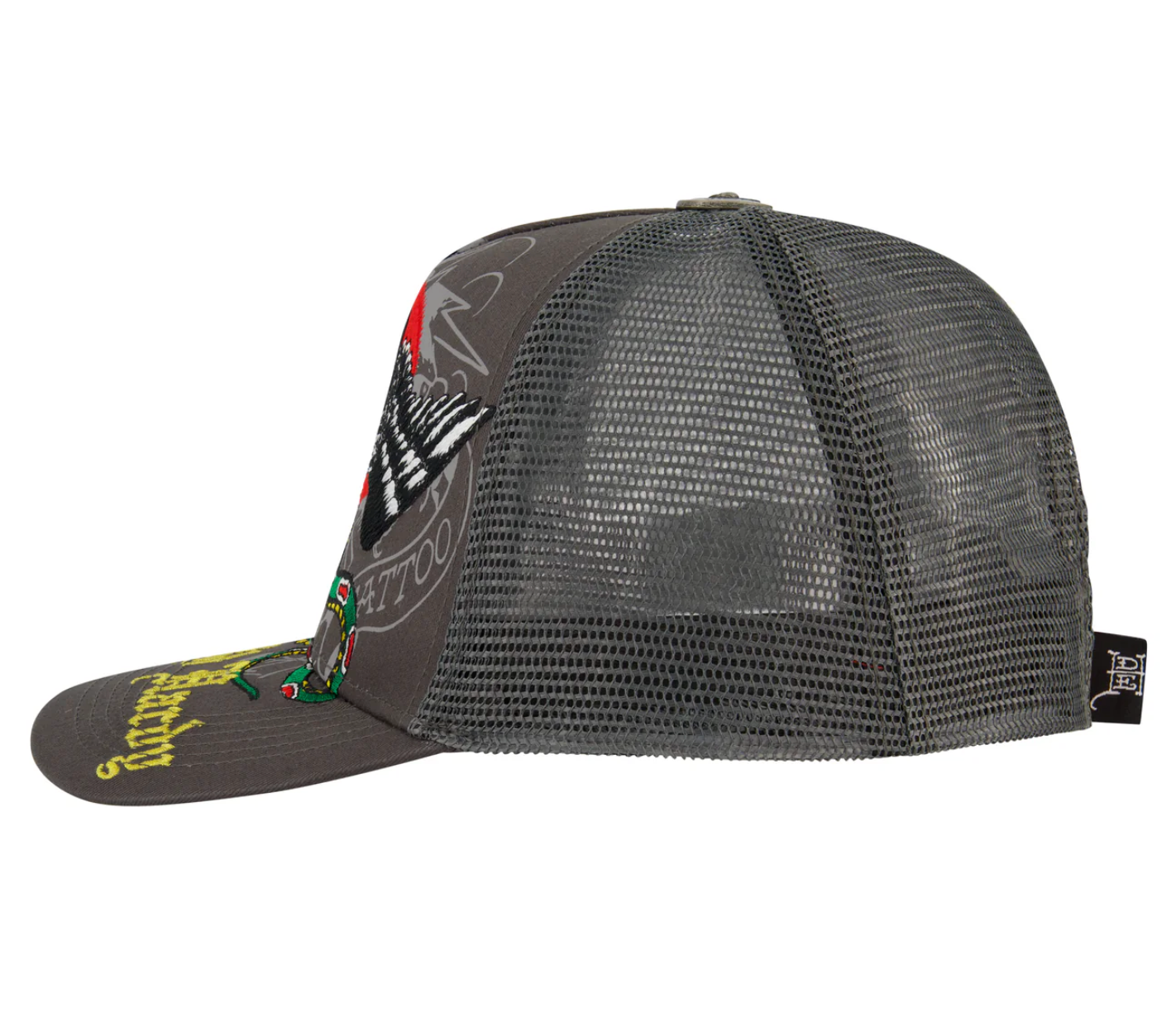 Ed Hardy Grey EAGLE SNAKE TRUCKER HAT