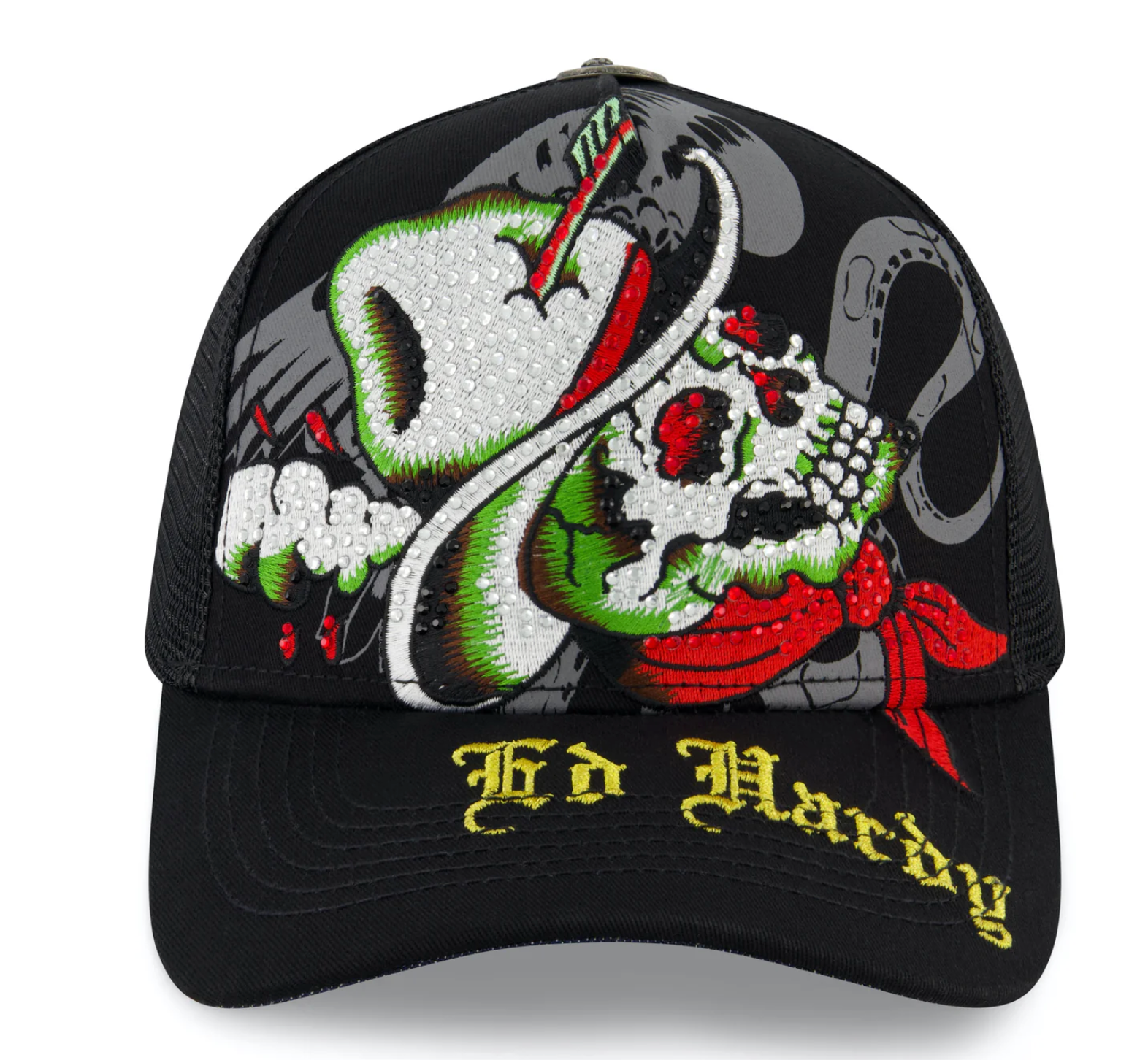 Ed Hardy Black Cowboy Skull Trucker HAT