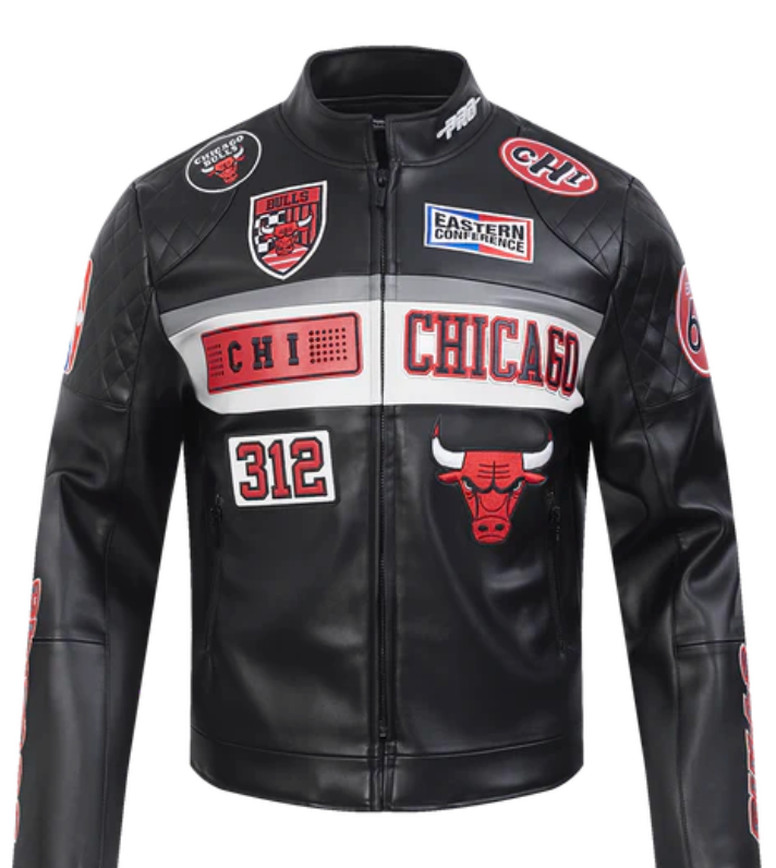 Chicago Bulls Black Moto Leather Jacket