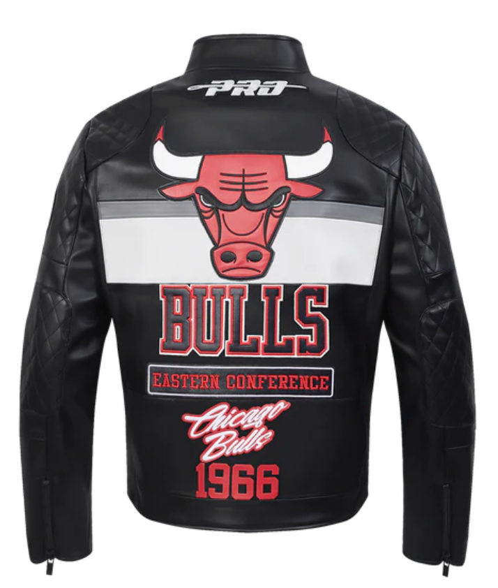 Chicago Bulls Black Moto Leather Jacket