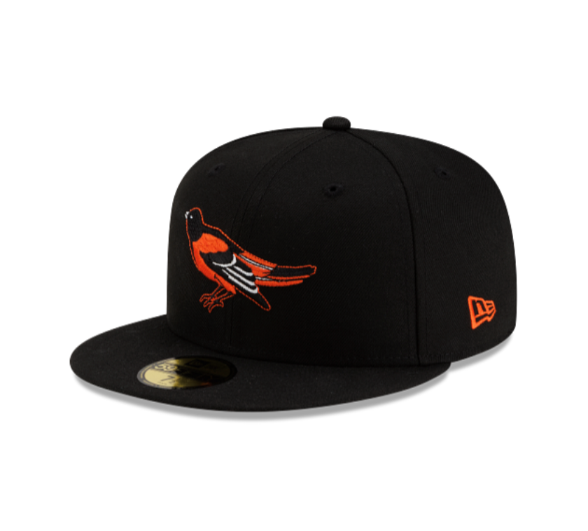 Baltimore Orioles All Black "Bird logo" 50Th Anniversary 59FIFTY Fitted