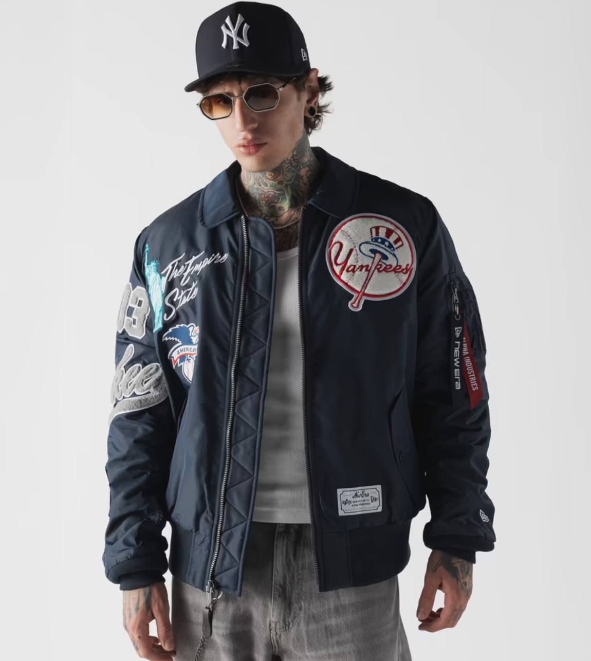 New York Yankees Alpha Industries X New ERA Navy Collared Bomber Jacket