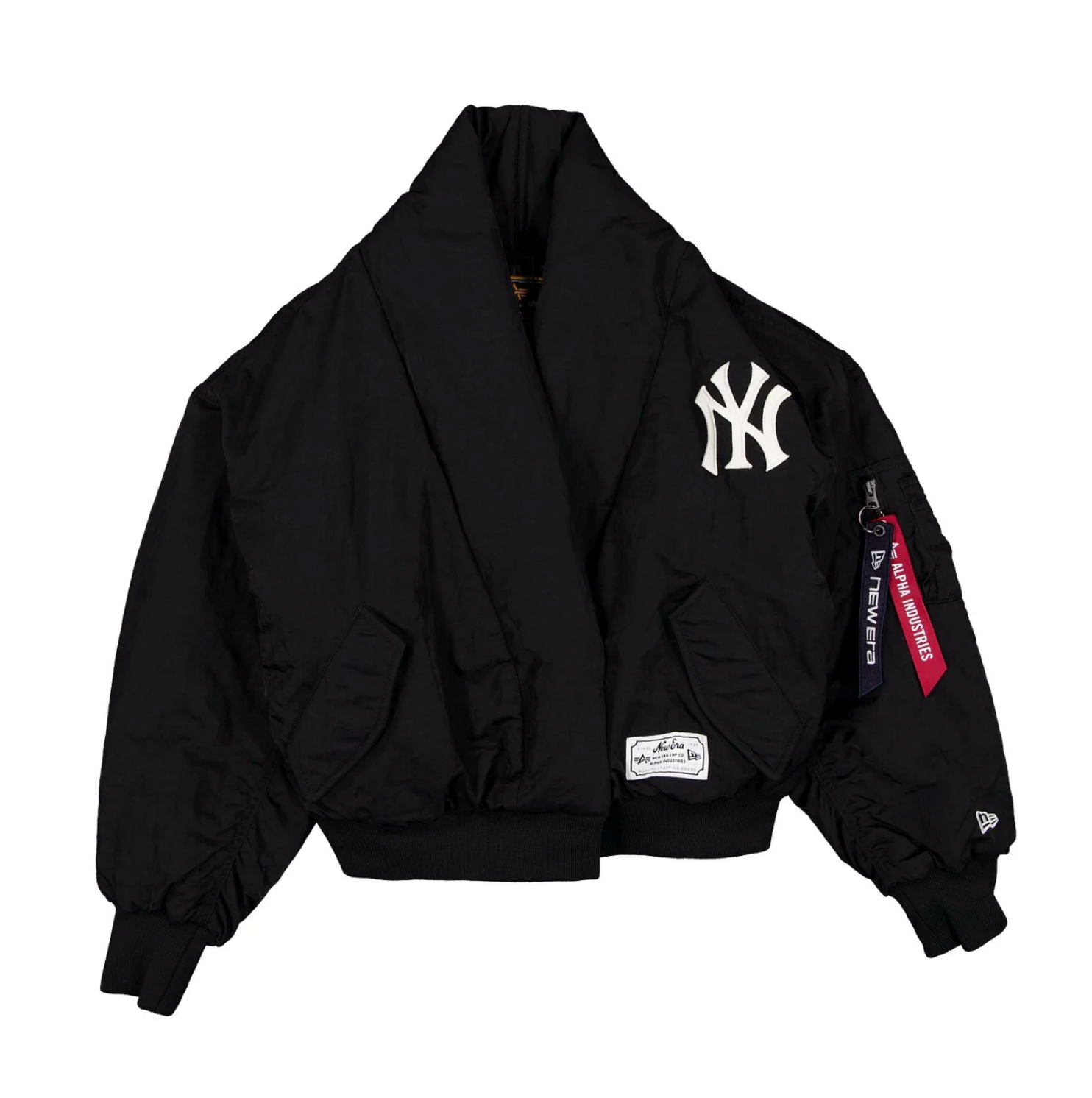 New York Yankees X Alpha Industries Women's Black Shawl Collar Flight Jacket