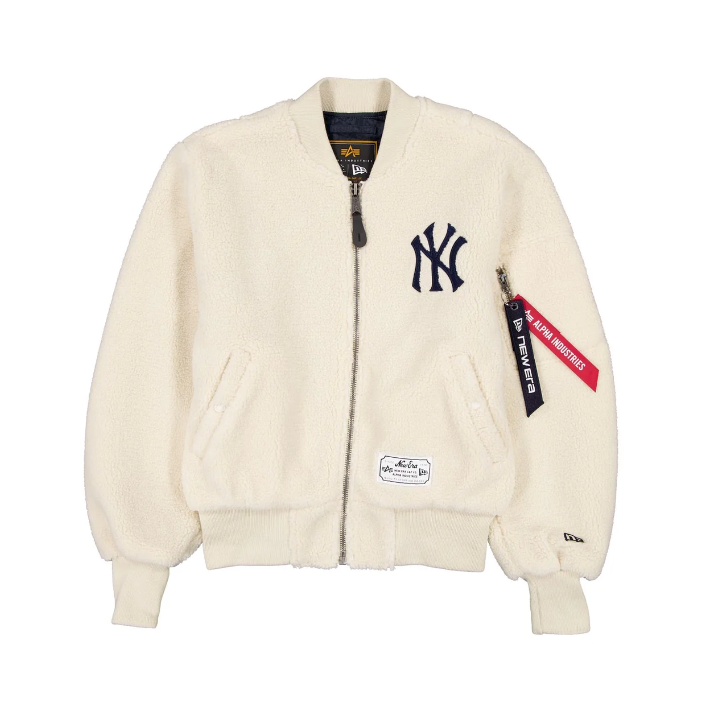 New York Yankees Women's Creme Sherpa Alpha Industries Flight Jacket