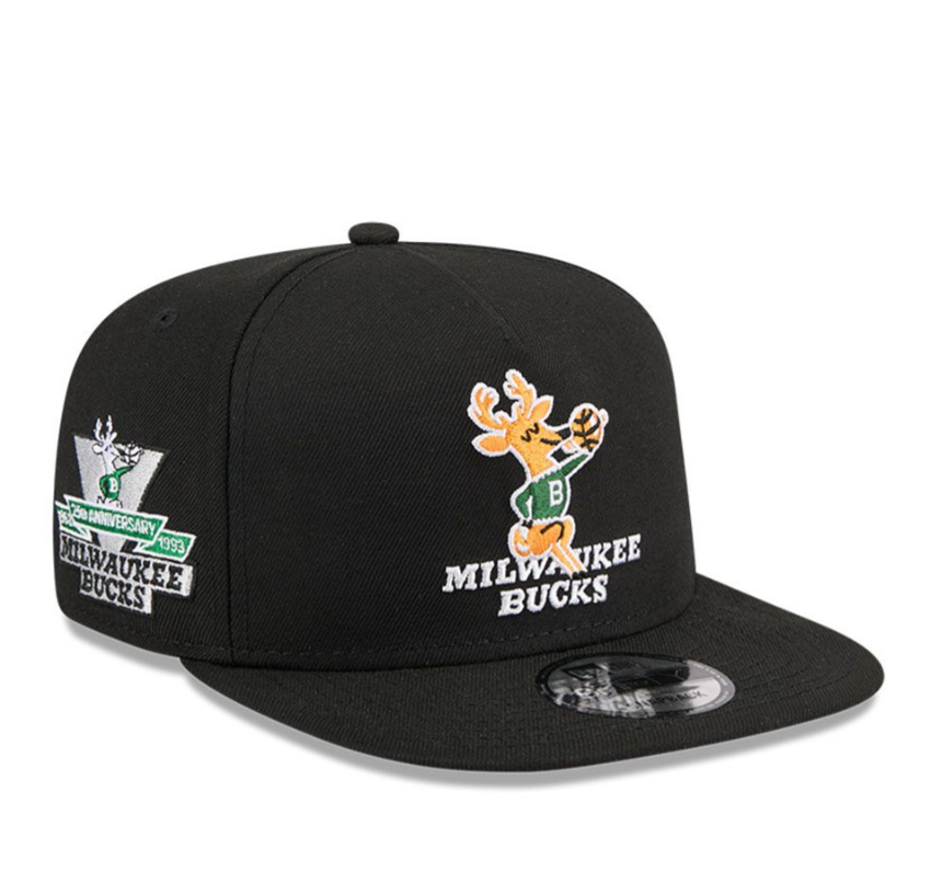 Milwaukee Bucks Black HWC AFrame 25Th Anniversary Snap Back