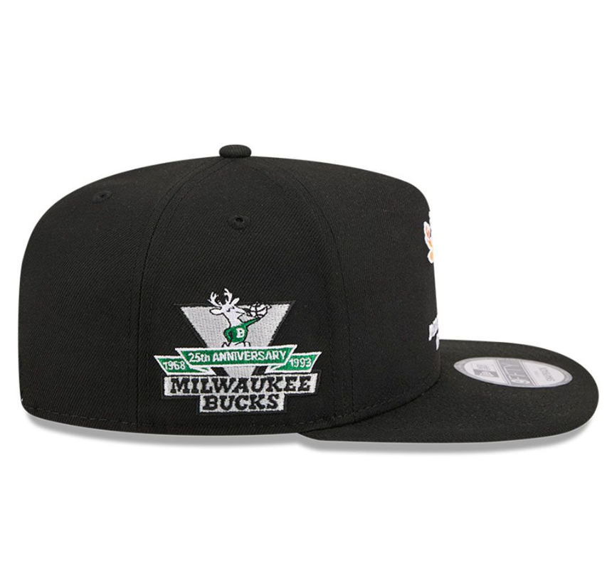 Milwaukee Bucks Black HWC AFrame 25Th Anniversary Snap Back